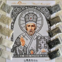 N-0219 Святий Миколай (срібло) А4. Набір з бісером