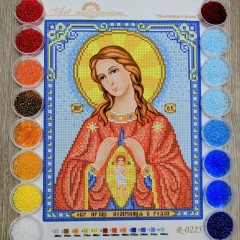 N-0225 Богородиця Помічниця в родах А4. Набір з бісером