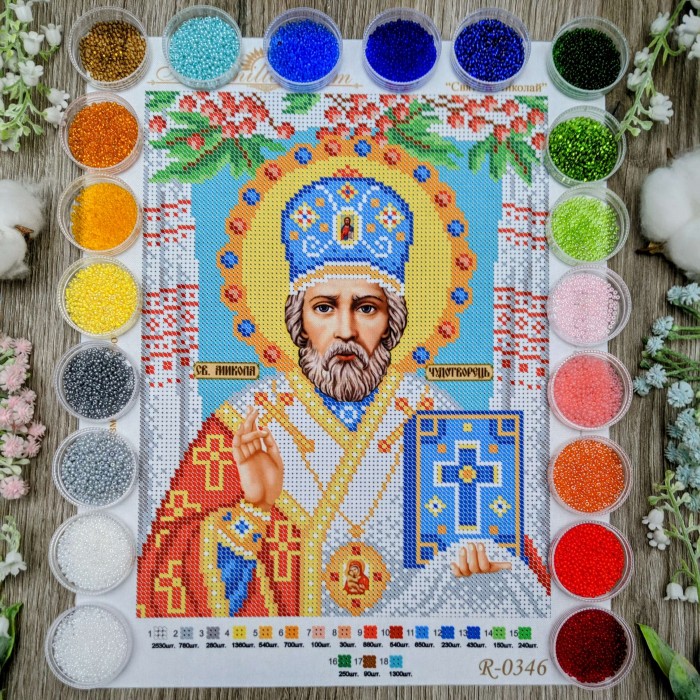 N-0346 Миколай Чудотворець А4. Набір для вишивки бісером