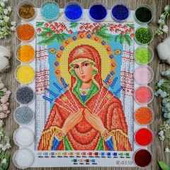 N-0350 Богородиця Семитрільна А4. Набір з бісером