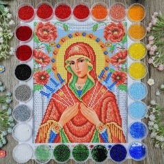 N-0351 Богородиця Семиcтрільна А4. Набір з бісером