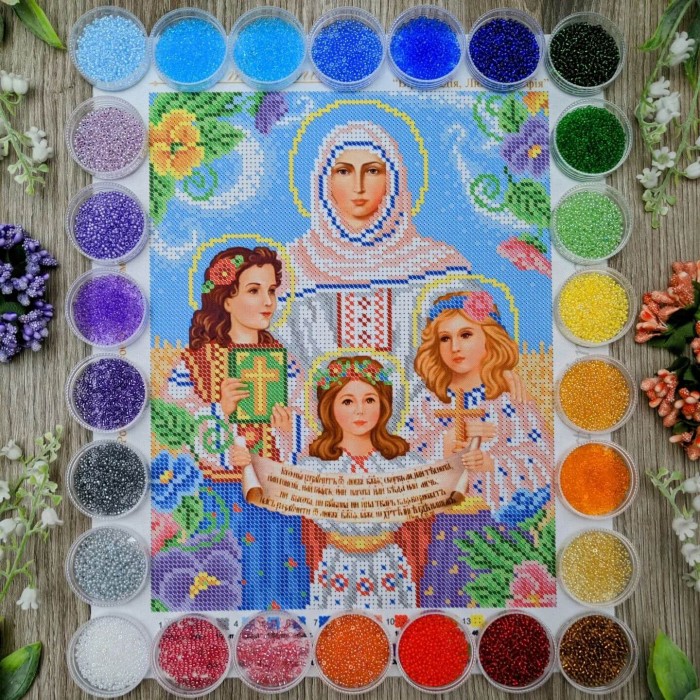 N-0378 Віра, Надія, Любов і Софія А4. Набір для вишивки бісером
