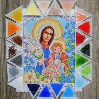 N-0382 Богородиця Нев'янучий цвіт А4. Набір з бісером