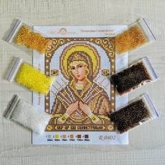 N-0402 Богородиця Семистрільна (золото) А5. Набір з бісером