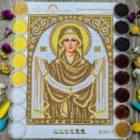 N-0413 Покрова Пресвятої Богородиці (золото) А4. Набір з бісером