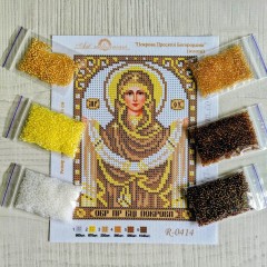 N-0414 Покрова Пресвятої Богородиці (золото) А5. Набір з бісером