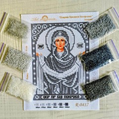 N-0417 Покрова Пресвятої Богородиці (срібло) А5. Набір з бісером