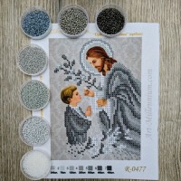 N-0477 Причастя хлопчика (срібло) А5. Набір з бісером