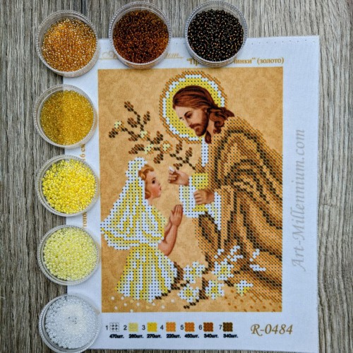 N-0486 Причастя дівчинки (золото) А5. Набір з бісером