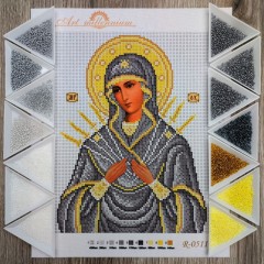 N-0511 Богородиця Семистрільна (срібно-золота) А4. Набір з бісером