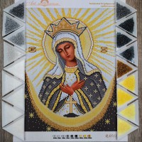 N-0513 Богородиця Остробрамська (срібно-золота) А3. Набір з бісером