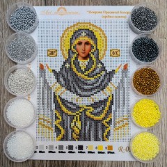 N-0518 Покрова Пресвятої Богородиці (срібно-золота) А5. Набір з бісером