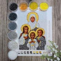 N-0524 Віра, Надія, Любов і Софія (срібно-золота) А5. Набір з бісером