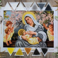 N-0528 Годувальниця (срібно-золота) А3. Набір з бісером