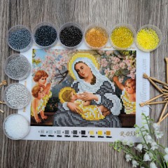 N-0530 Годувальниця (срібно-золота) А5. Набір з бісером