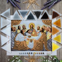 N-0534 Таємна Вечеря (срібно-золота) А4. Набір з бісером