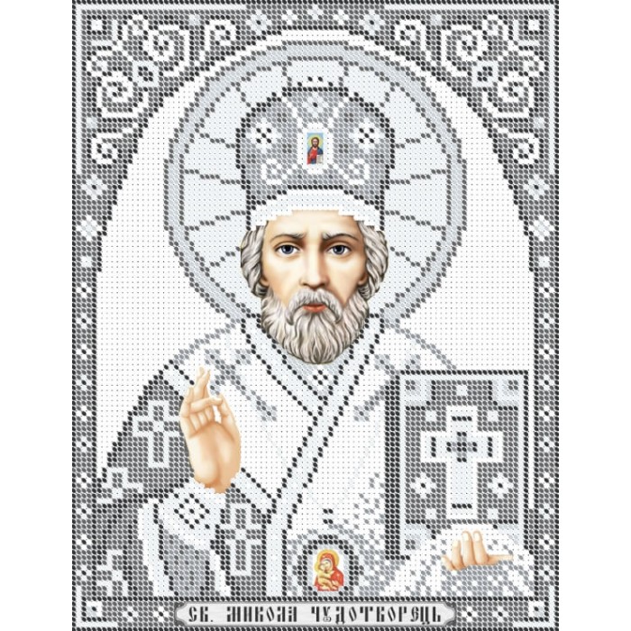 R-0219 Святий Миколай (срібло) А4. Схема для вишивки бісером
