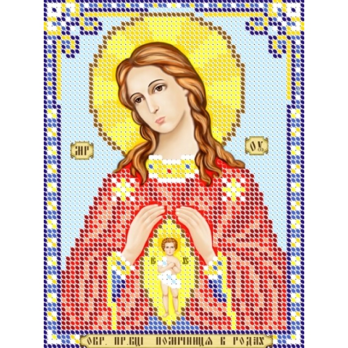 R-0226 Богородиця Помічниця в родах А5. Схема для вишивки бісером