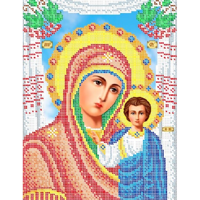 R-0338 Богородиця Казанська А4. Схема для вишивки бісером