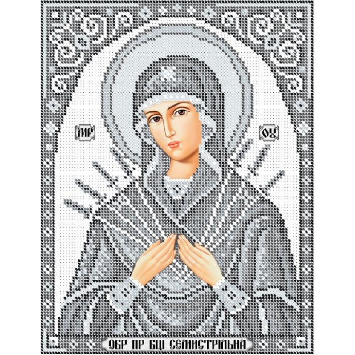 R-0404 Богородиця Семистрільна (срібло) А4. Схема для вишивки бісером