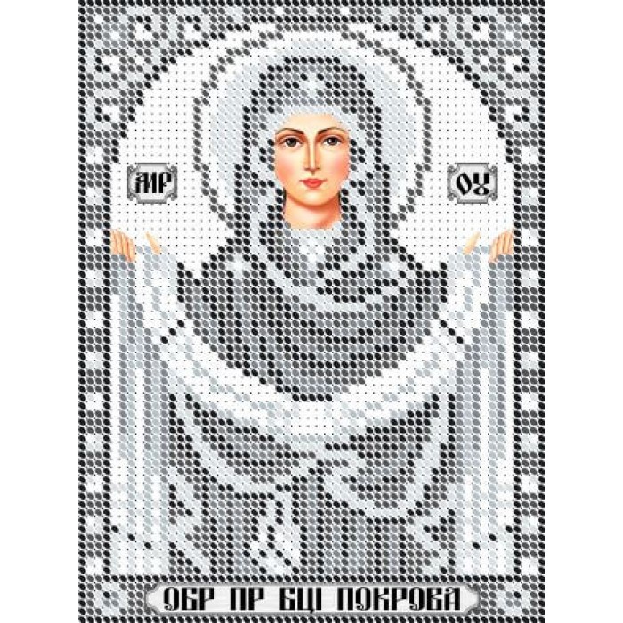 R-0417 Покрова Пресвятої Богородиці (срібло) А5. Схема для вишивки бісером