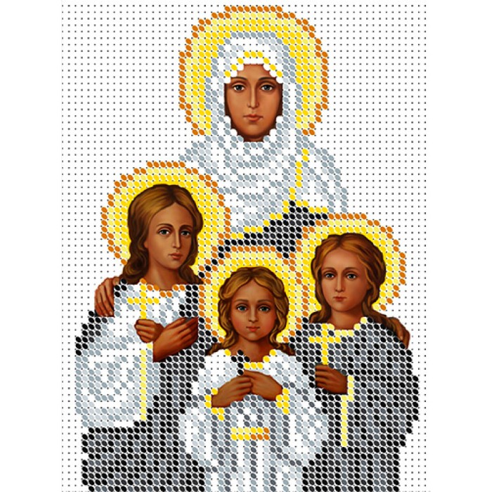 R-0524 Віра, Надія, Любов і Софія (срібно-золота) А5. Схема для вишивки бісером