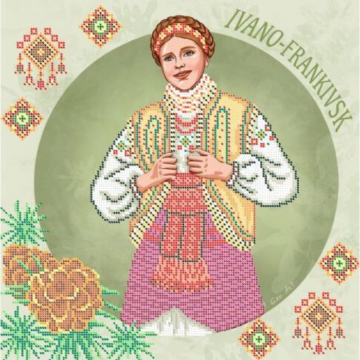 W-0613 Івано-Франківськ. Традиційні костюми України. Схема для вишивки бісером