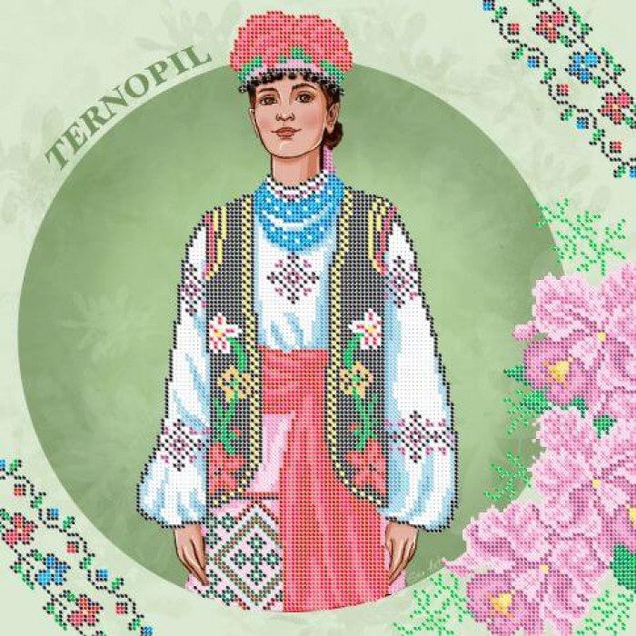 W-0623 Тернопіль. Традиційні костюми України. Схема для вишивки бісером