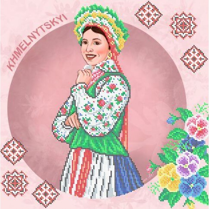 W-0626 Хмельницький. Традиційні костюми України. Схема для вишивки бісером