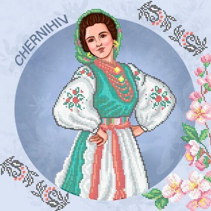 W-0629 Чернігів. Традиційні костюми України. Схема для вишивки бісером