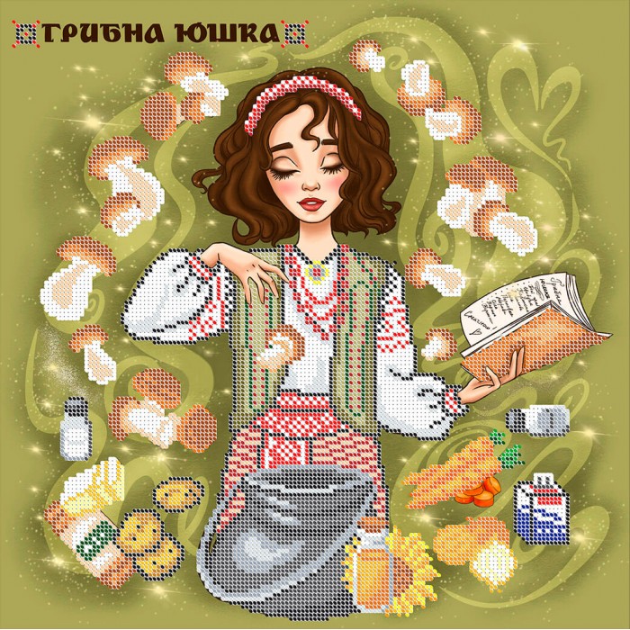 W-0687 Грибна юшка. Гастрономічна карта України. Схема для вишивки бісером