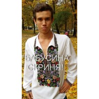 Заготовка чоловічої сорочки з нанесеним малюнком під вишивку "Чарівний квітковий узор"