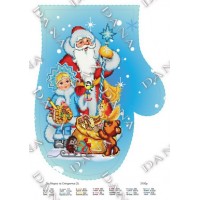 Схема для вишивки бісером “Дід Мороз та Снігурочка” (рукавиця)
