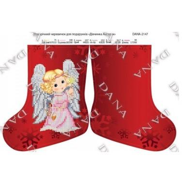 Схема для вишивки бісером - новорічний черевичок для подарунків «Дівчинка Ангелик»