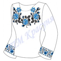 Заготовка для жіночої блузки "Плетючі троянди" (сині)