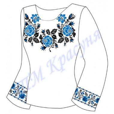 Заготовка для жіночої блузки "Плетючі троянди" (сині)