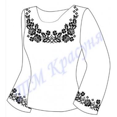 Заготовка для жіночої блузки "Орнамент з квітів" (чорний)