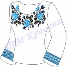 Заготовка для жіночої блузки "Плетючі троянди" (сині) (варіант 2)