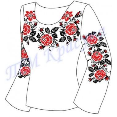 Заготовка для жіночої блузки "Плетючі троянди" (червоні)