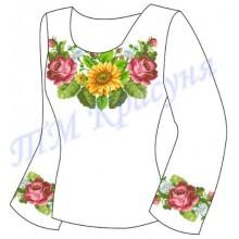 Заготовка для жіночої блузки - композиція "Троянди, маки та ромашки"
