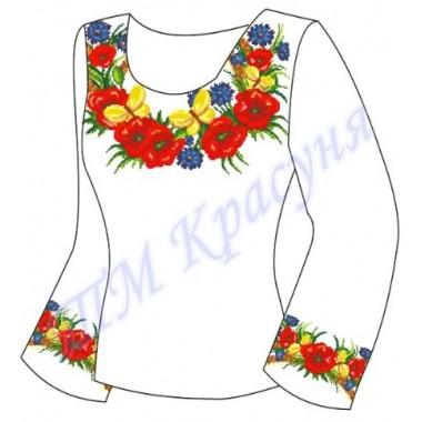 Заготовка для жіночої блузки "Квіти з метеликами"