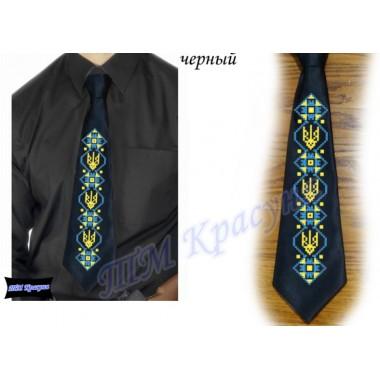 Заготовка чоловічого галстука під вишивку бісером “Тризуб“ (чорний)