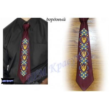 Заготовка чоловічого галстука під вишивку бісером “Тризуб“ (бордовий)