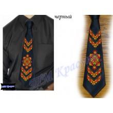 Заготовка чоловічого галстука під вишивку бісером “Слов'янський орнамент“ (чорний)