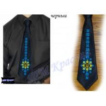 Заготовка чоловічого галстука під вишивку бісером “Тризуб-меч“ (чорний)
