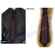Заготовка чоловічого галстука під вишивку бісером “Плетіння“ (чорний)