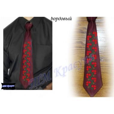 Заготовка чоловічого галстука під вишивку бісером “Плетіння“ (бордовий)