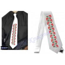 Заготовка чоловічого галстука під вишивку бісером “Плетіння“ (білий)