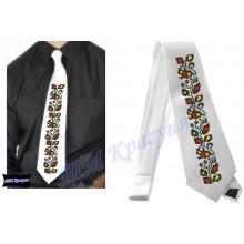 Заготовка чоловічого галстука під вишивку бісером “Шипшина“ (білий)