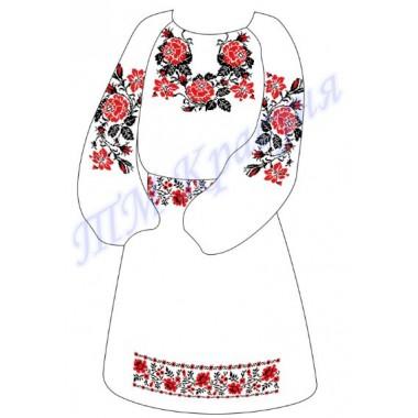 Заготовка дитячого плаття під вишивку "Плетючі троянди" (червоні)